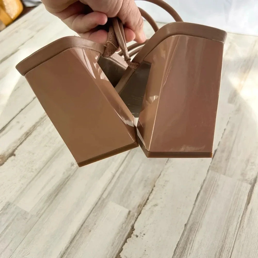 Abound Austyn Tubular Strappy Block Heeled Sandal Tan Mocha Size 9 - Picture 8 of 11